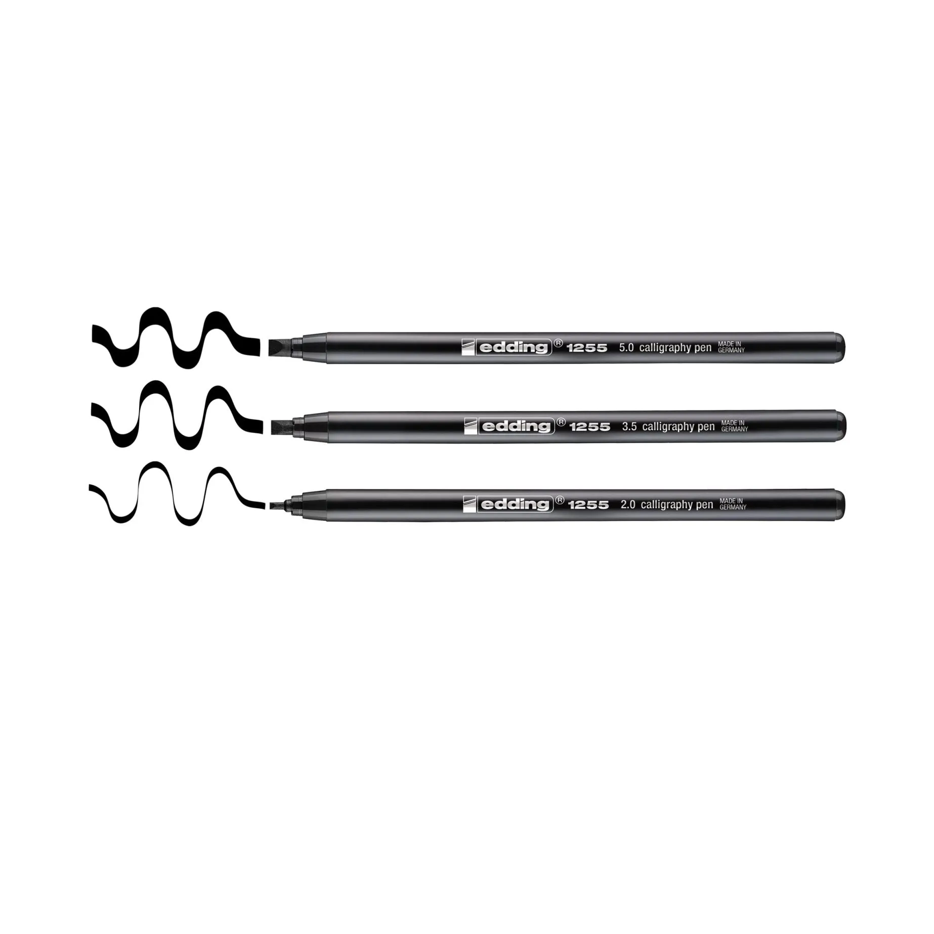 ■ edding 1255 - Calligraphy Wallet of 3 Black Pens (sizes 2.0,3.5,5.0)