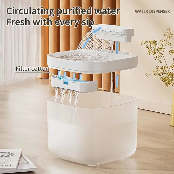 نظام ذكي للقطط يعمل بجهد تشغيل هادئ يعمل بمنفذ USB بقدرة 3 لتر/أونصة 3L/10oz USB Powered Quiet Operation Smart Cat Fountain System