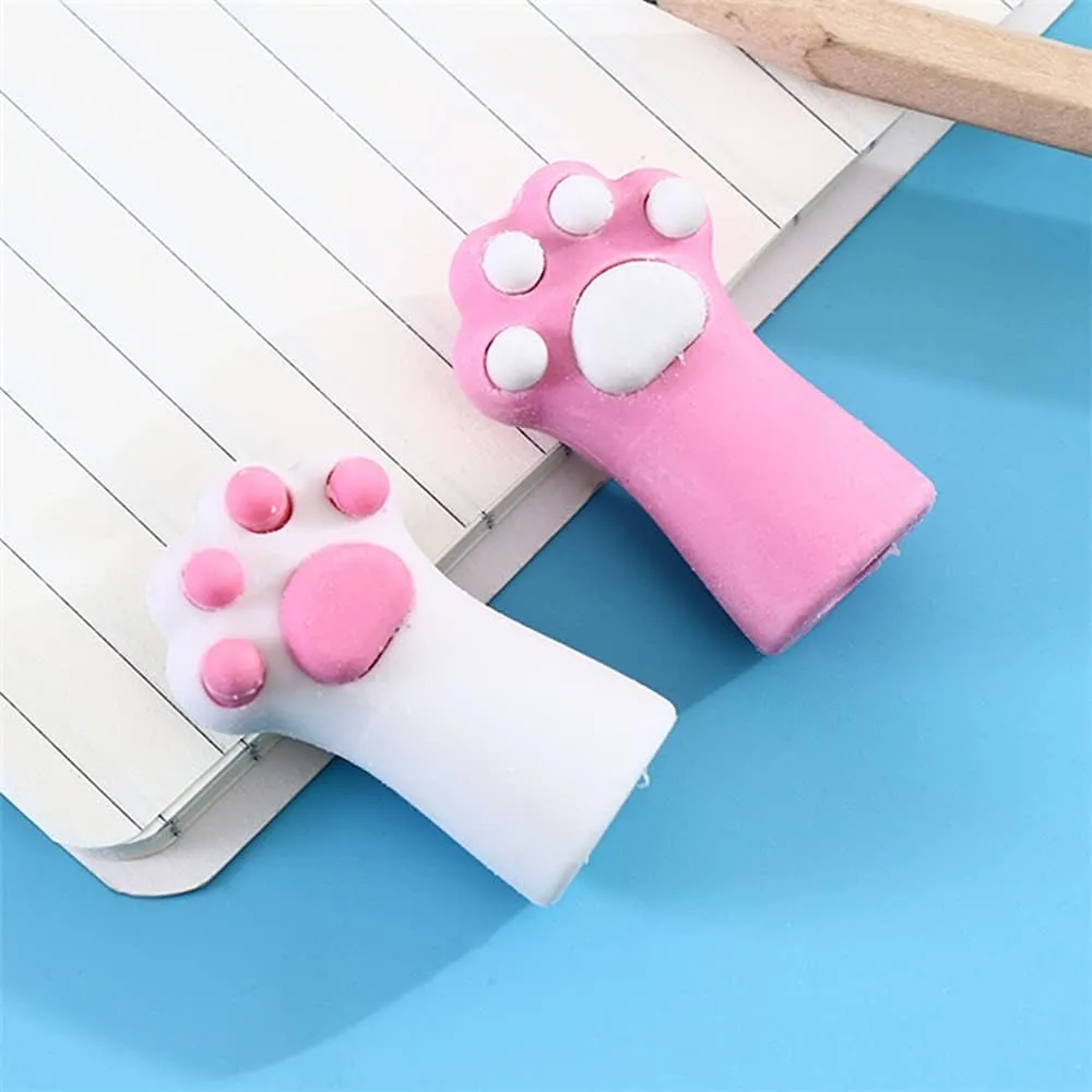 3 Pcs Cute Pink Style Cat Paw Rubber Erasers