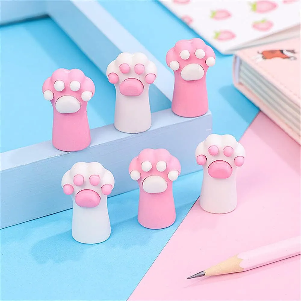 3 Pcs Cute Pink Style Cat Paw Rubber Erasers