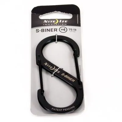 #4 Nite-Ize S-Biner. Size. Stainless Steel. New. Black.