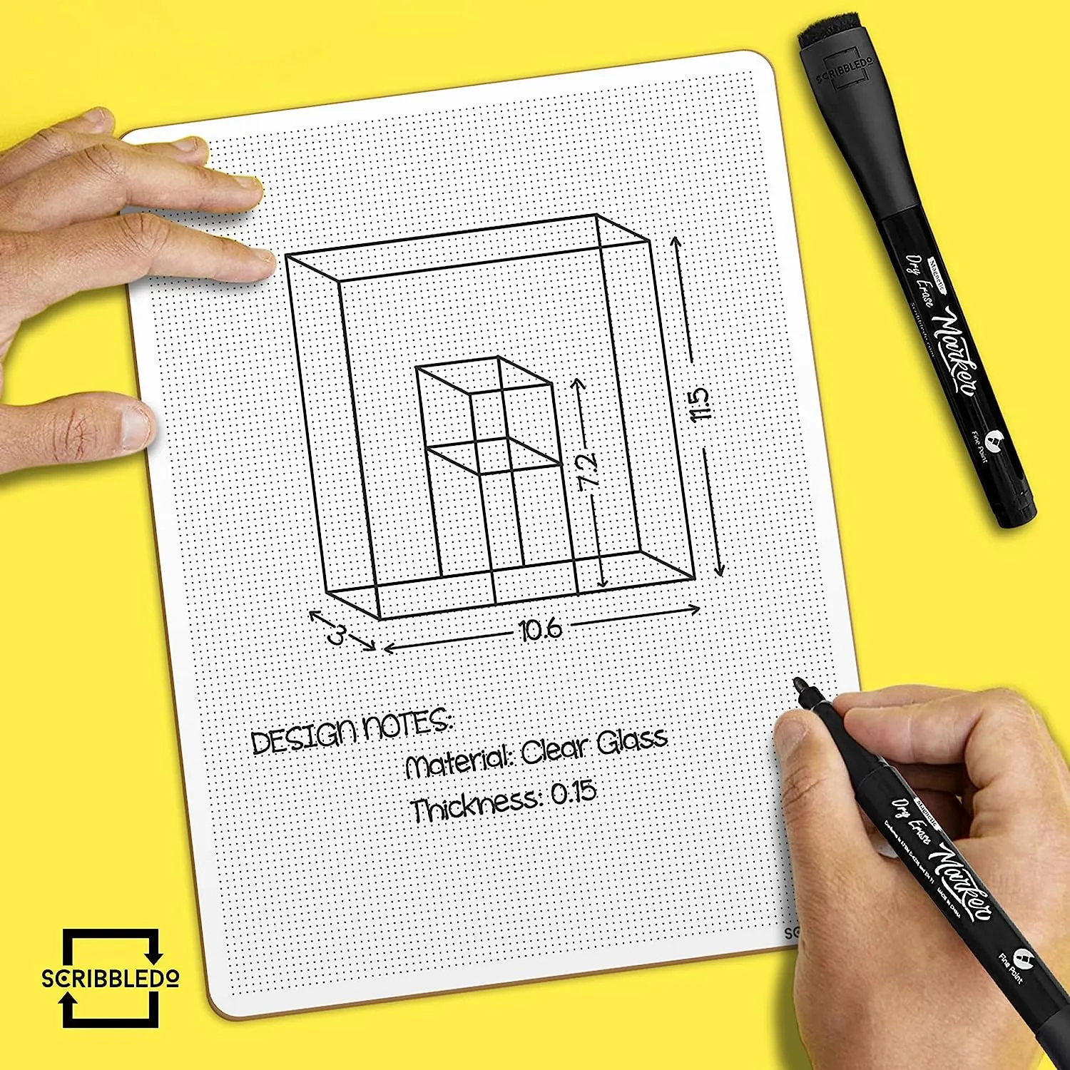 4 pack Magnetic Fine Tip Dry Erase Black Markers