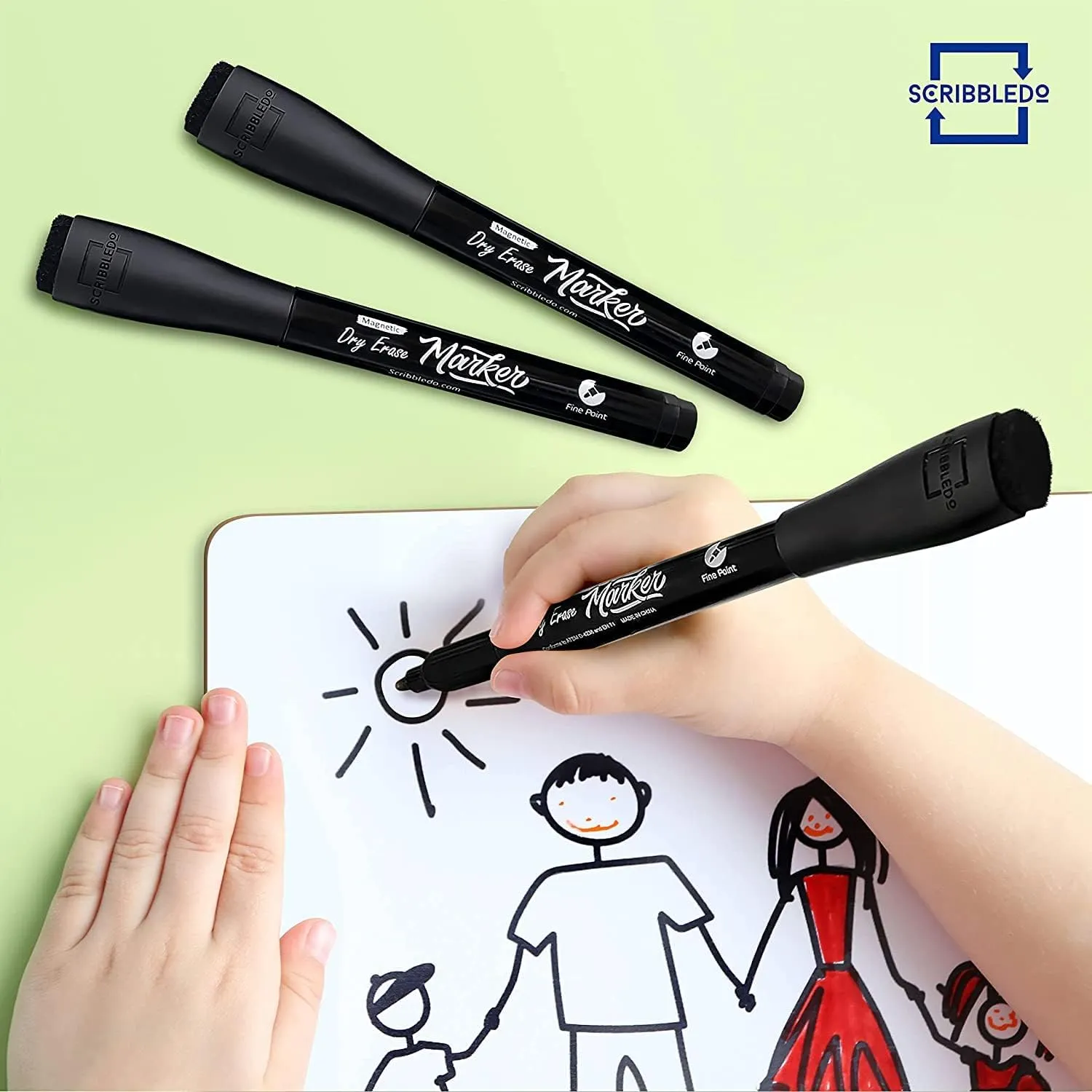 4 pack Magnetic Fine Tip Dry Erase Black Markers
