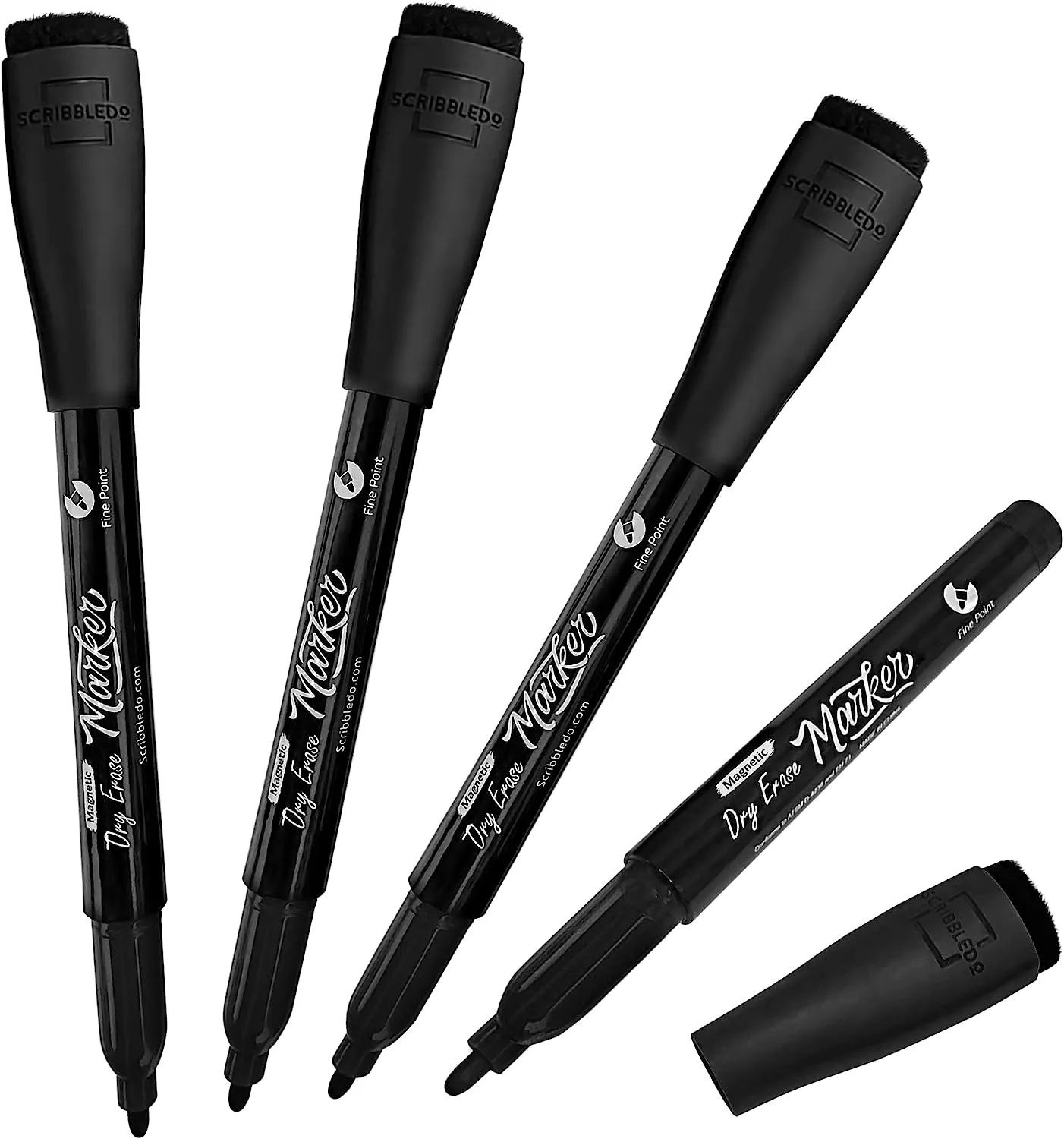 4 pack Magnetic Fine Tip Dry Erase Black Markers