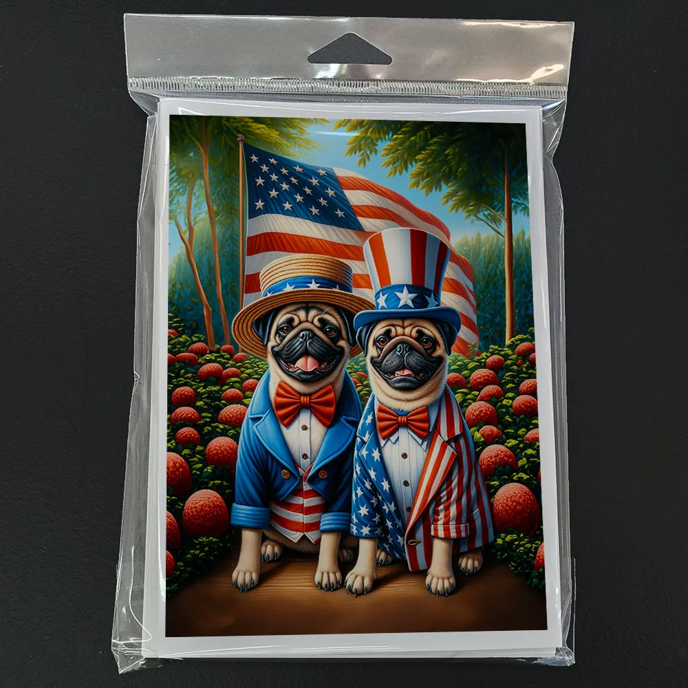 All American Pug Greeting Cards Pack of 8