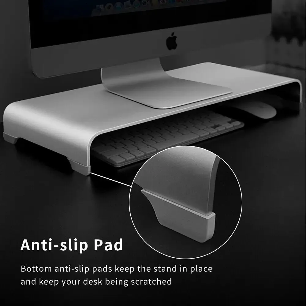 Aluminum Monitor Stand Computer Riser Universal Metal Desk Stand Base Up to 27 Inches Screens for Pc Laptop Macbook