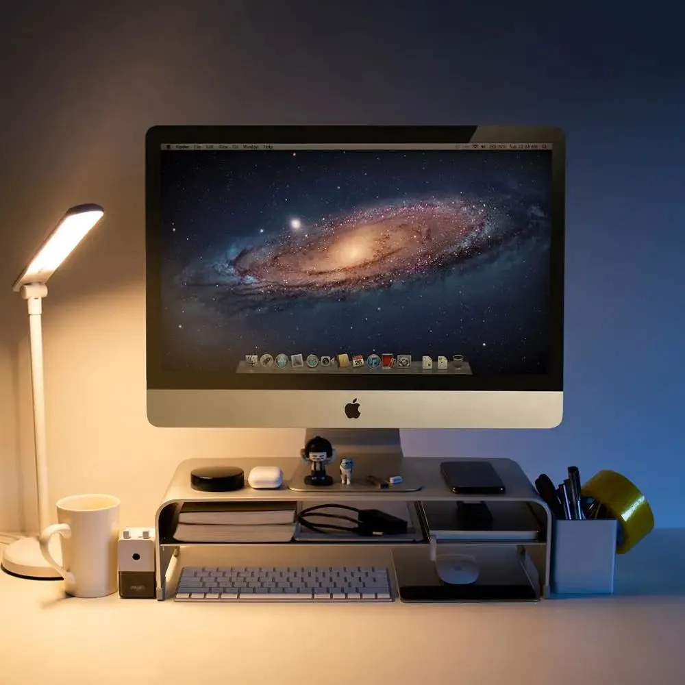 Aluminum Monitor Stand Computer Riser Universal Metal Desk Stand Base Up to 27 Inches Screens for Pc Laptop Macbook