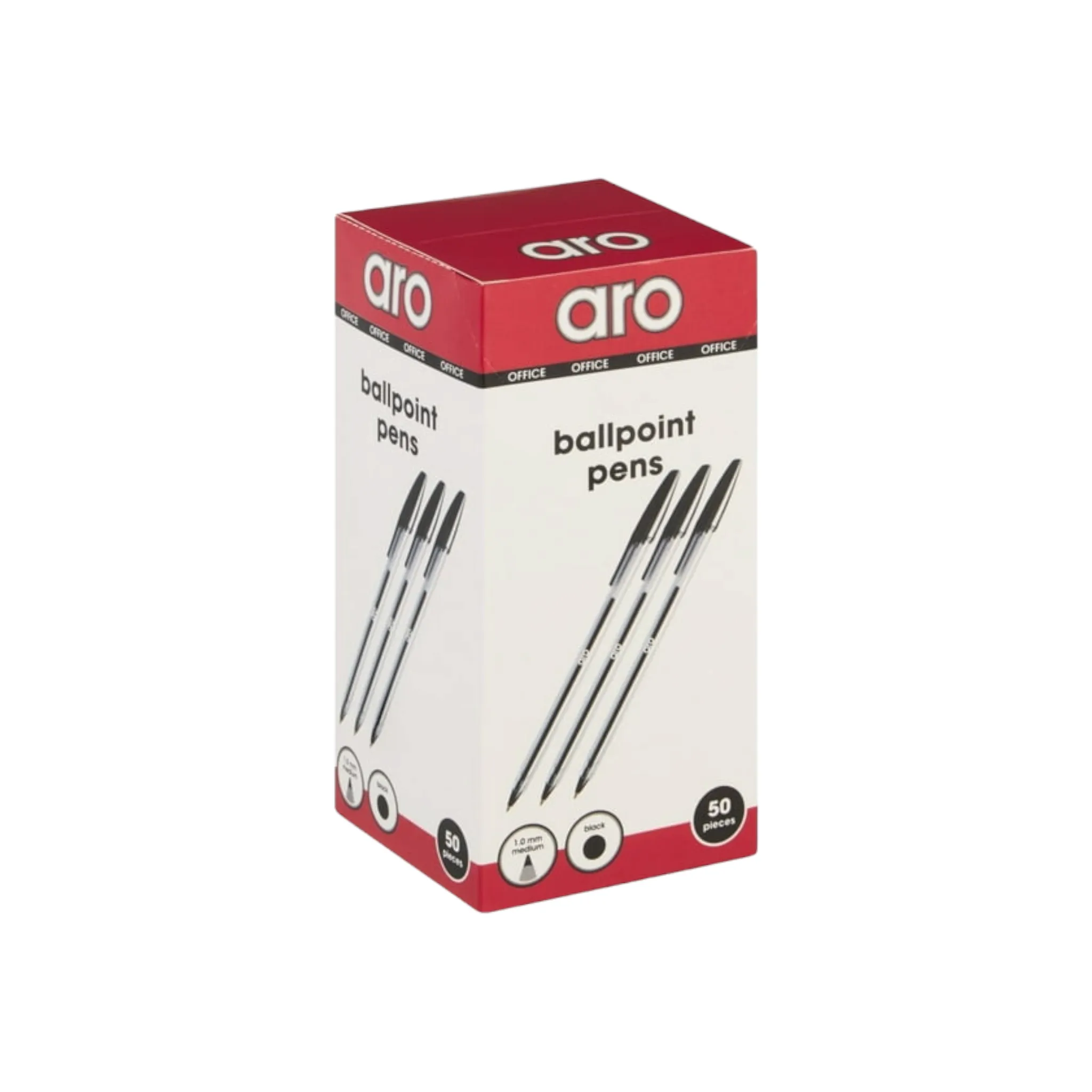 Aro Ballpoint Pens Black 50pack