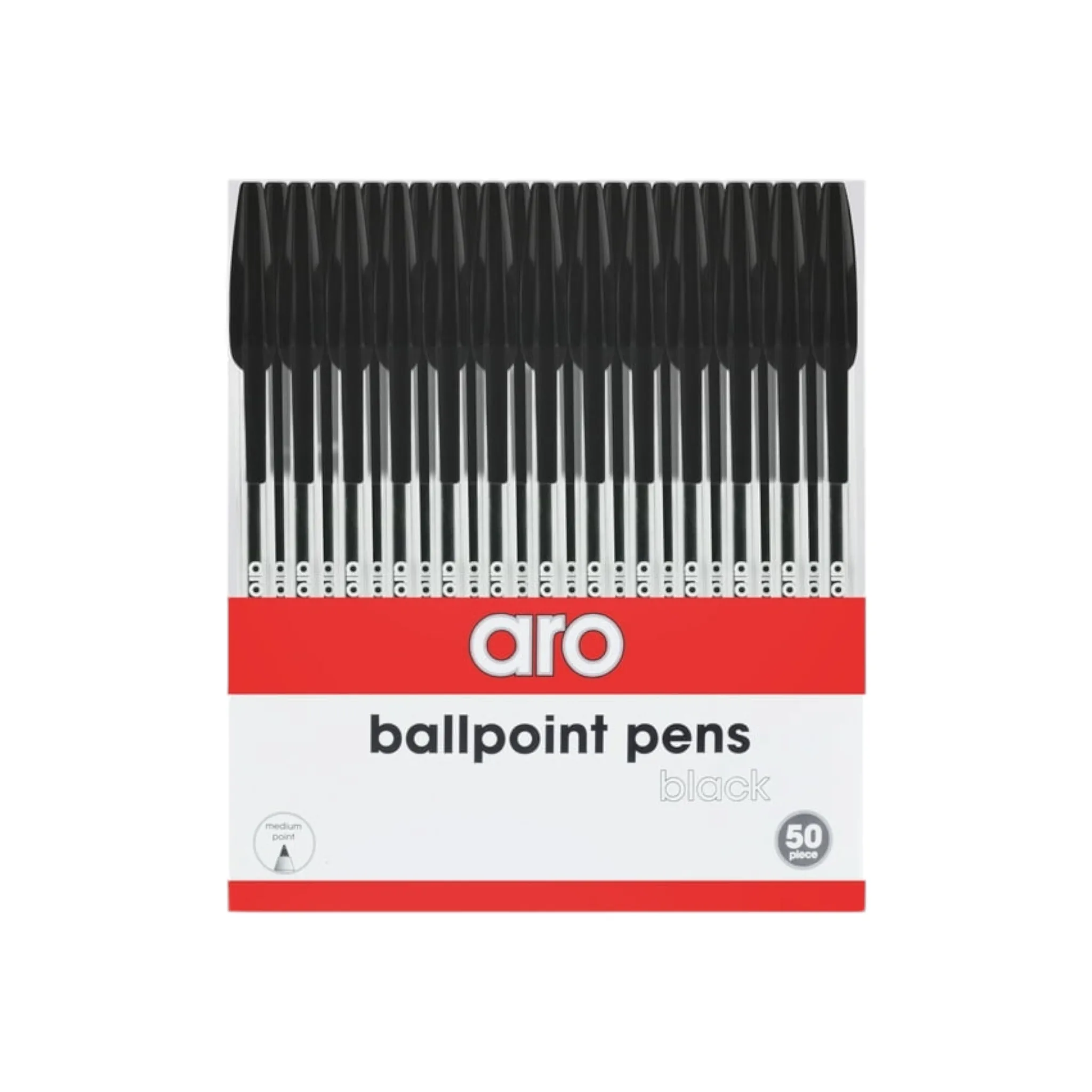 Aro Ballpoint Pens Black 50pack