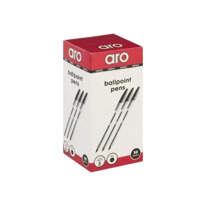 Aro Ballpoint Pens Black 50pack