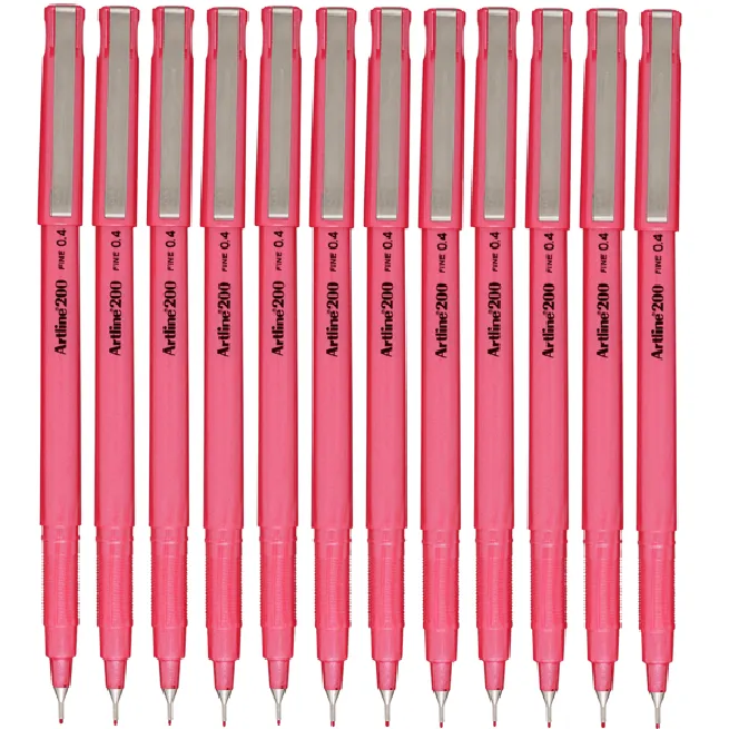 Artline 200 Fineliner Pen 0.4mm Bright Light Pink Box 12