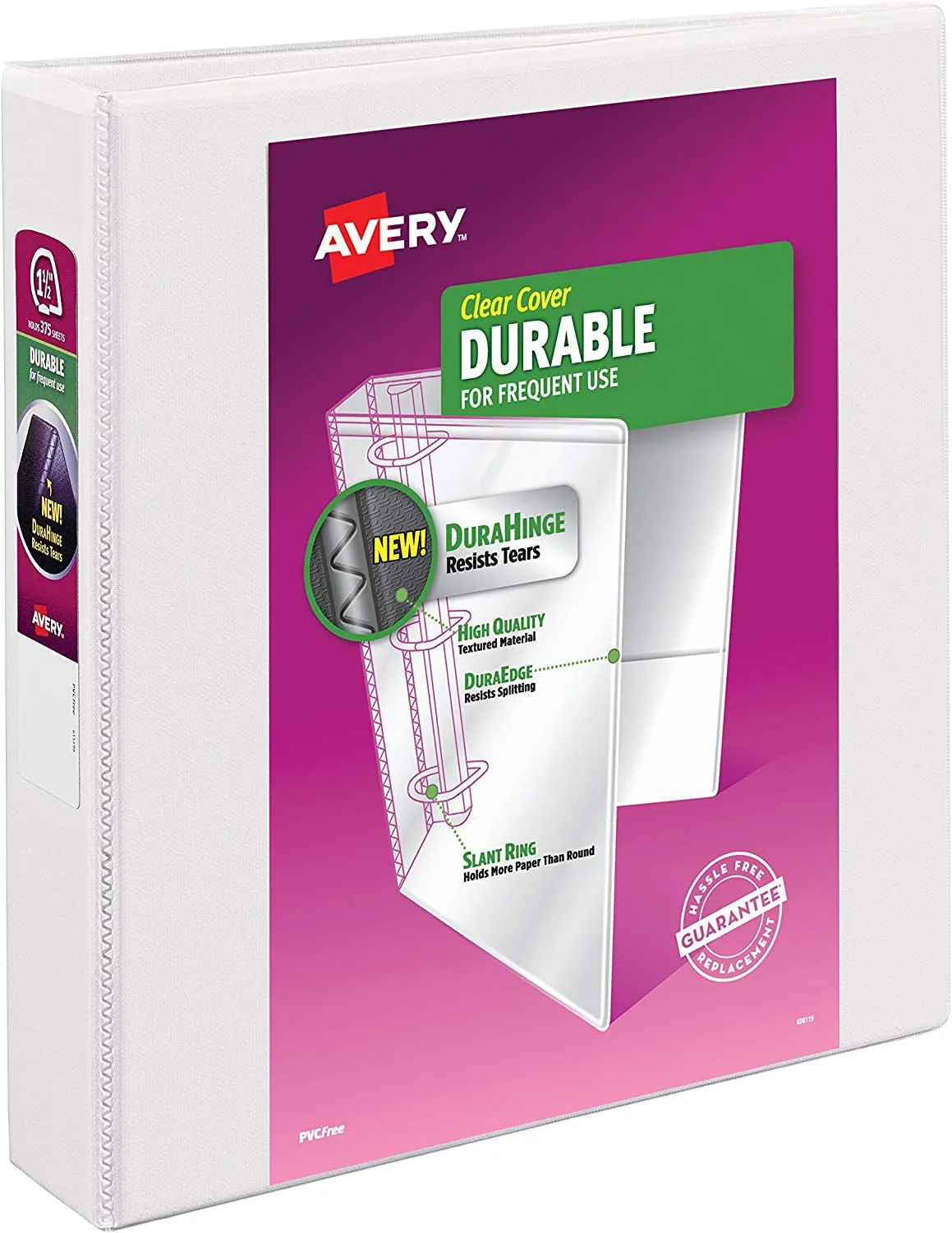 Avery  1.5" Durable View Durahinge Binder, White (17022)
