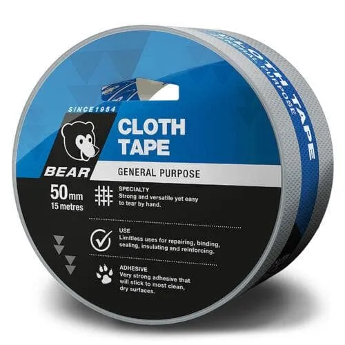 BEAR Very Strong and Versatile Cloth Tape 50mmX15m Silver