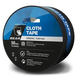 BEAR Very Strong and Versatile Cloth Tape Repair,Bind,Seal 50mmX15m Black