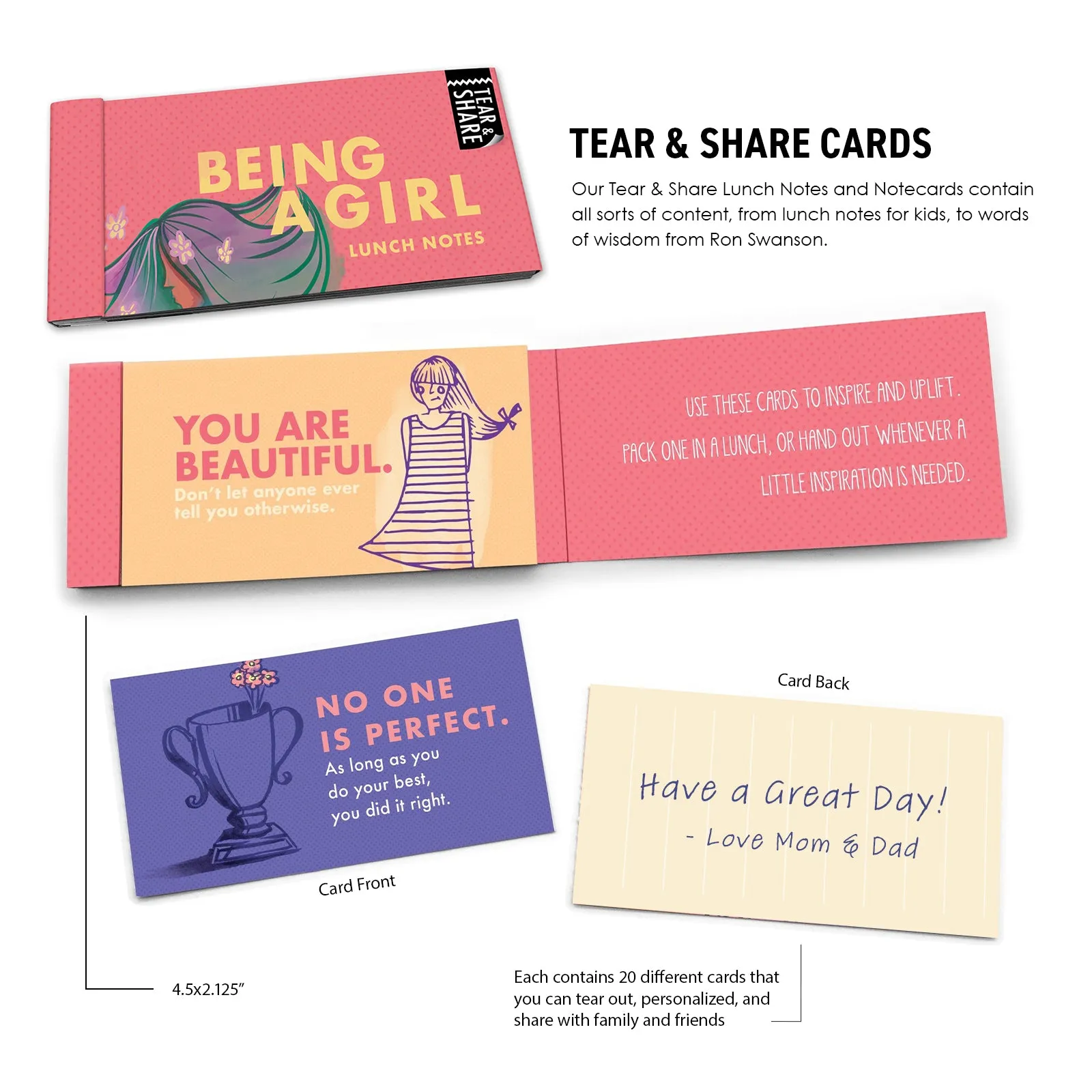 Being a Girl - Tear and Share Lunch Notes for Girls