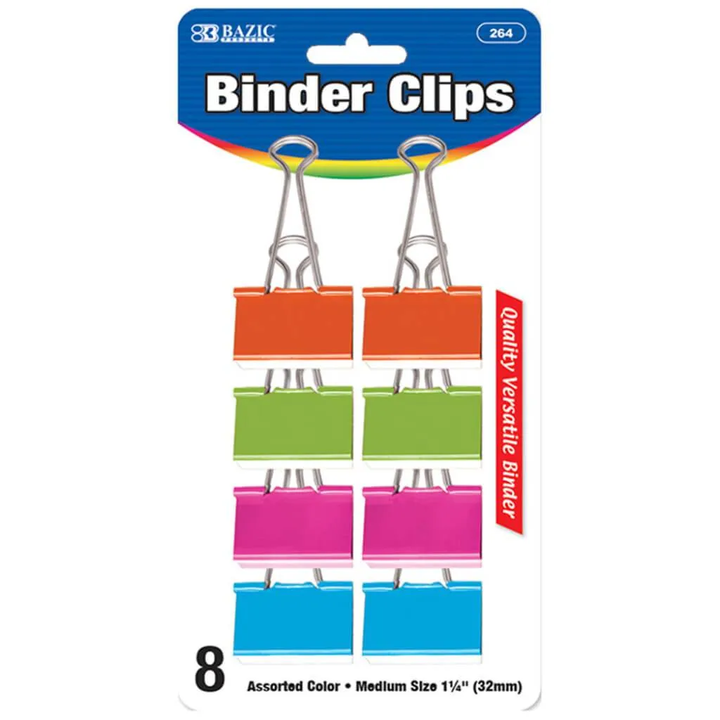 Binder Clips Medium Assorted Color 32mm 8pcs