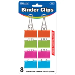 Binder Clips Medium Assorted Color 32mm 8pcs