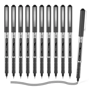 Black Liquid Ink Rollerball Pens - Set of 10