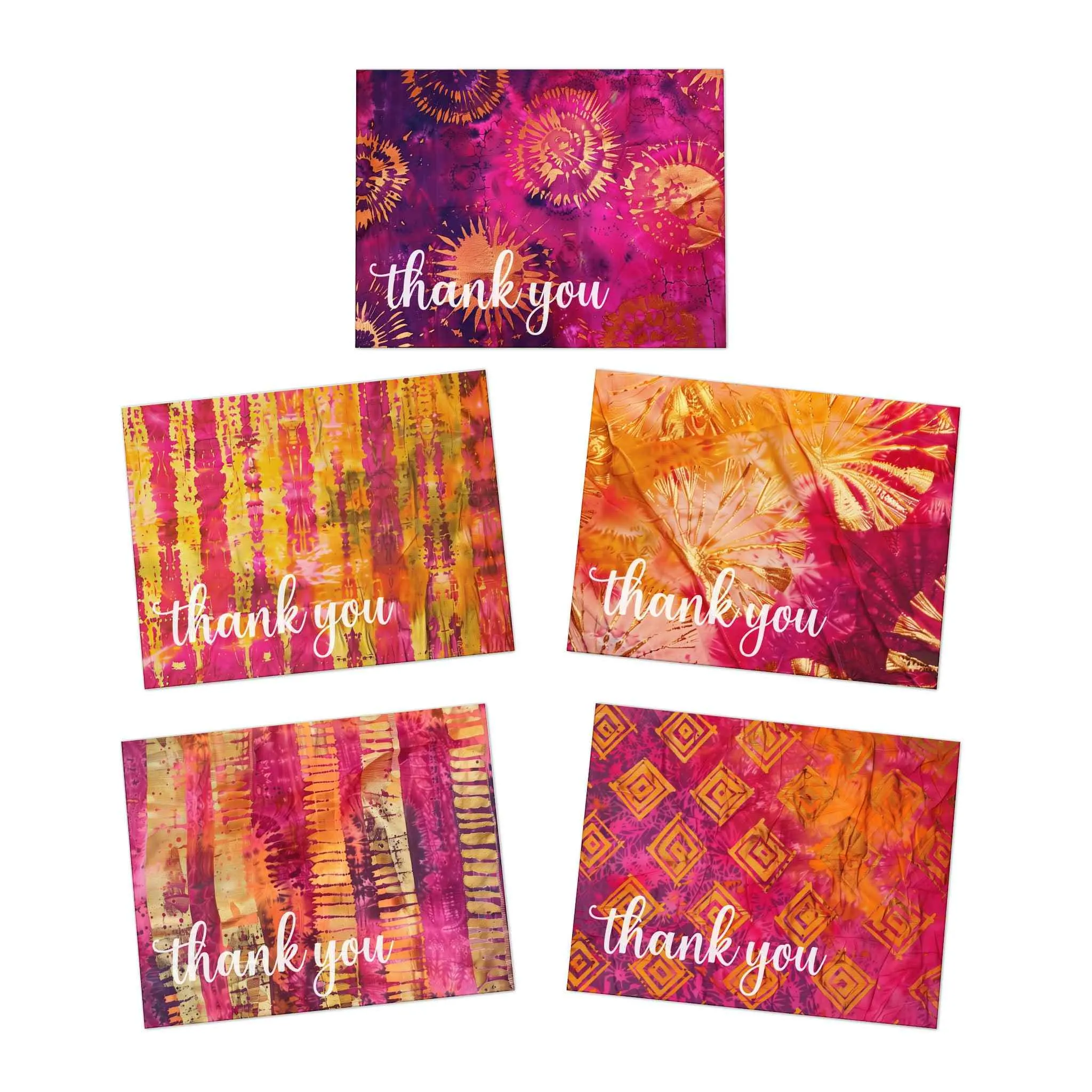 Blissful Batik Multi-Design Thank You Cards (5-Pack)