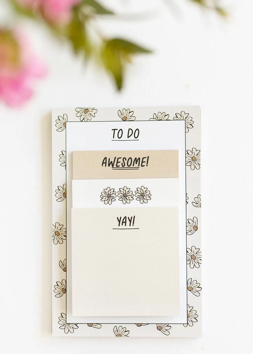 Boho Floral Notepad   Sticky Notes Set
