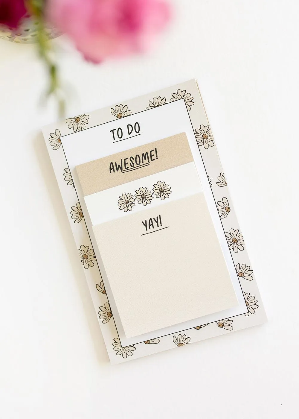 Boho Floral Notepad   Sticky Notes Set