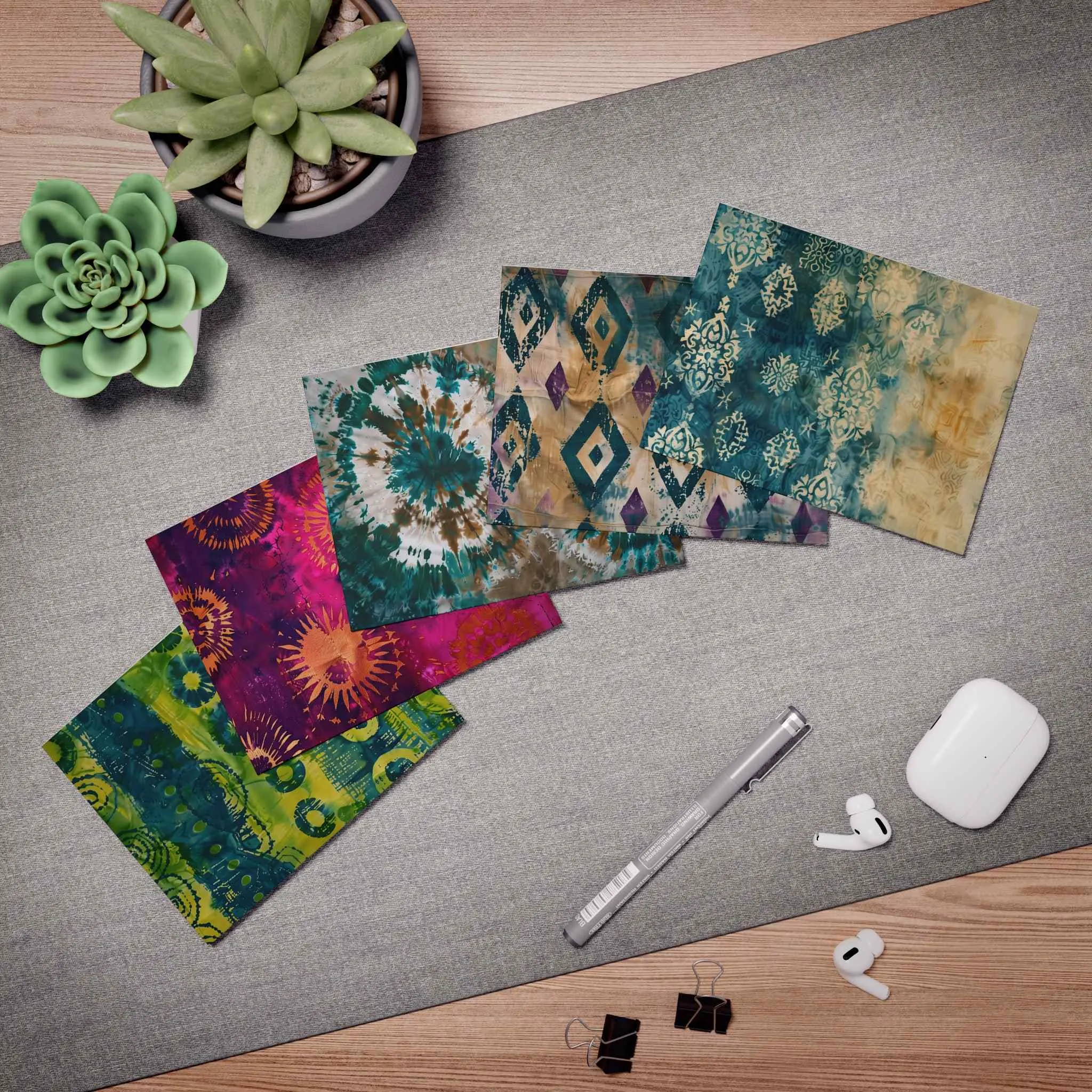 Bright Batik Multi-Design Blank Note Cards (5-Pack)