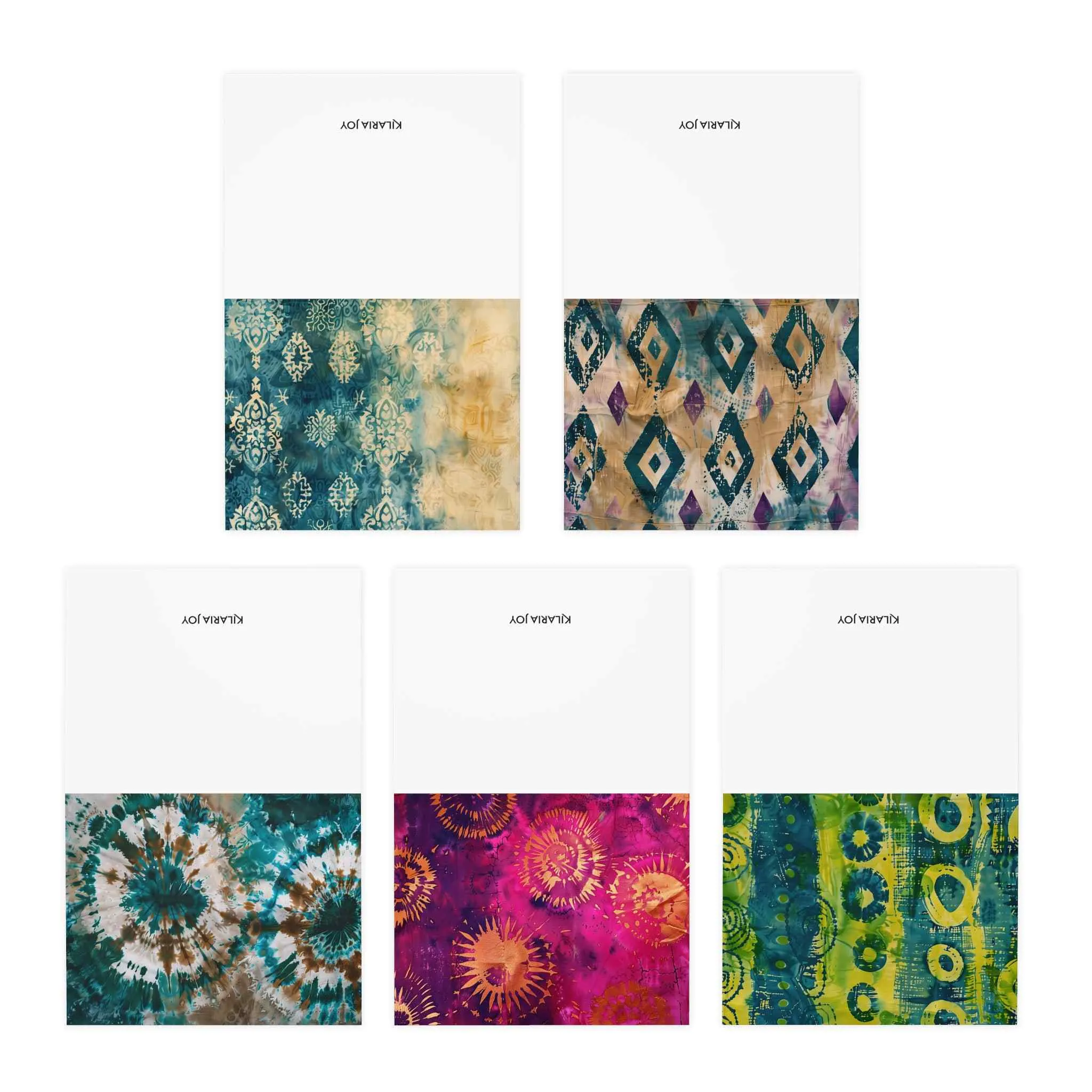 Bright Batik Multi-Design Blank Note Cards (5-Pack)