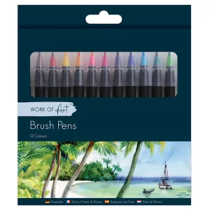 Brush Tip Bright Colour Pens - 12 Pack Art Markers Drawing Supplies