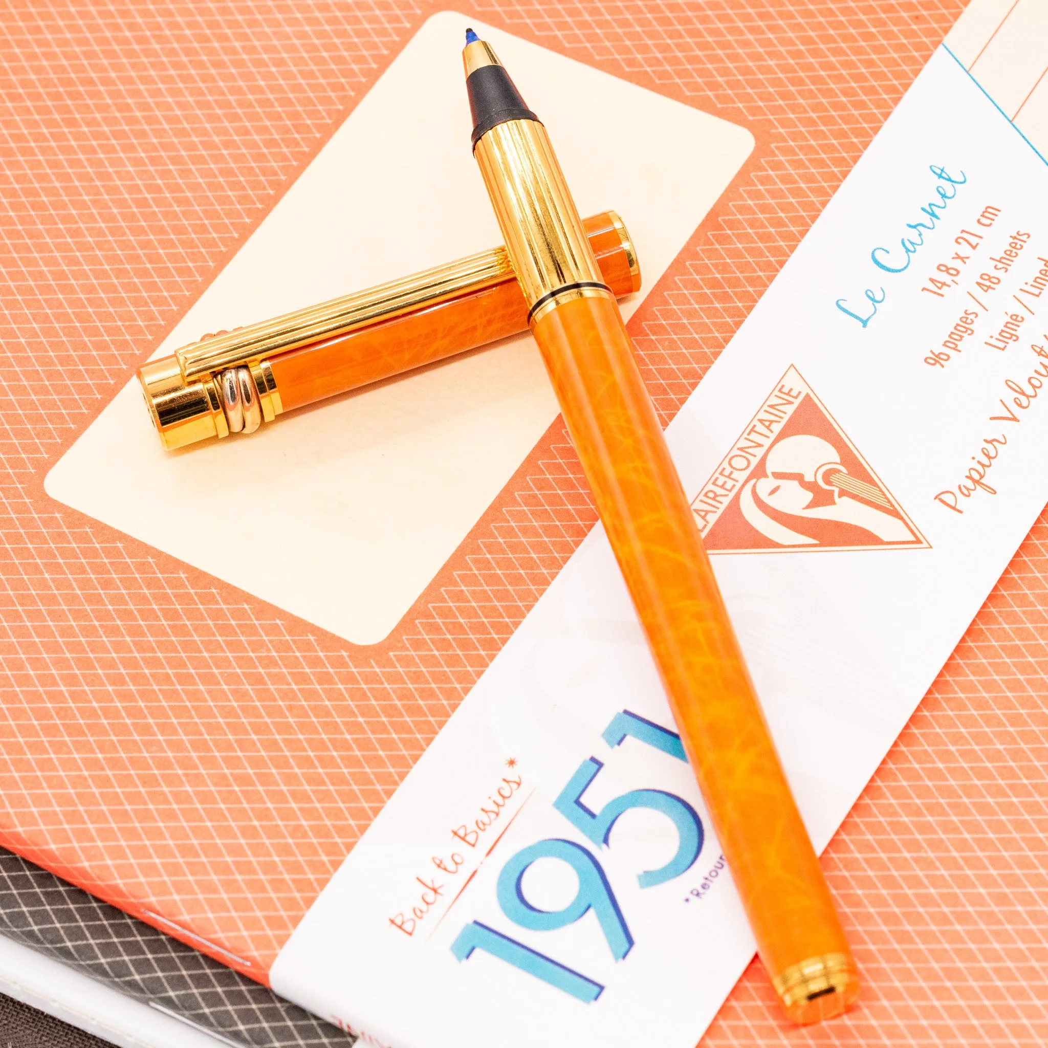 Cartier Trinity Orange Rollerball Fineliner Pen - Preowned