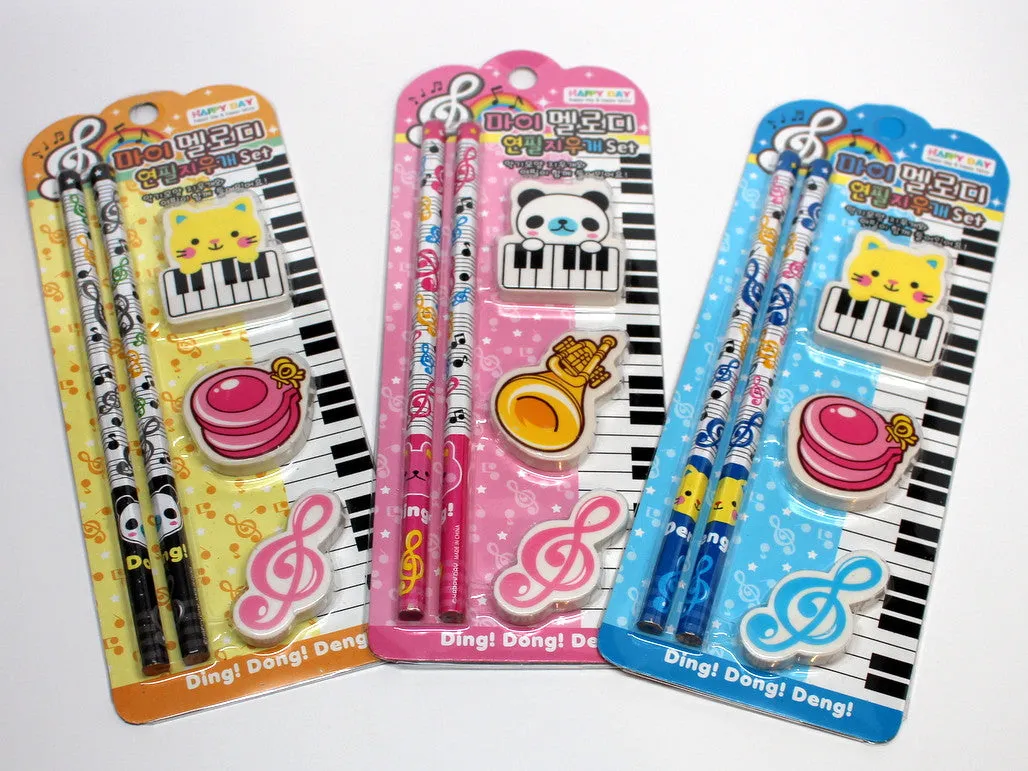 Cartoon Pencil and Eraser Set