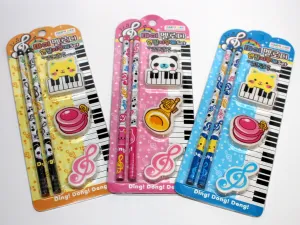 Cartoon Pencil and Eraser Set