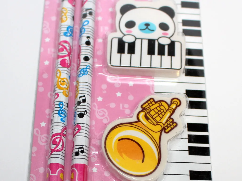 Cartoon Pencil and Eraser Set