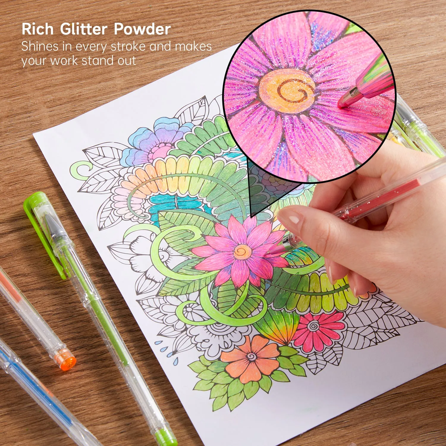 Colored Glitter Gel Pens, 120 Colors Gel Pen with 120 Refills - Set of 240