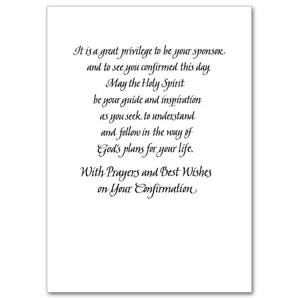 Congratulations from Confirmation Sponsor