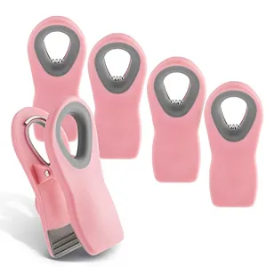 COOK WITH COLOR 5 Pc Chip Bag Clips- Kitchen Clips, Magnetic Chip Clips for Bags, Food Bag Clips with Airtight Seal (Blush)