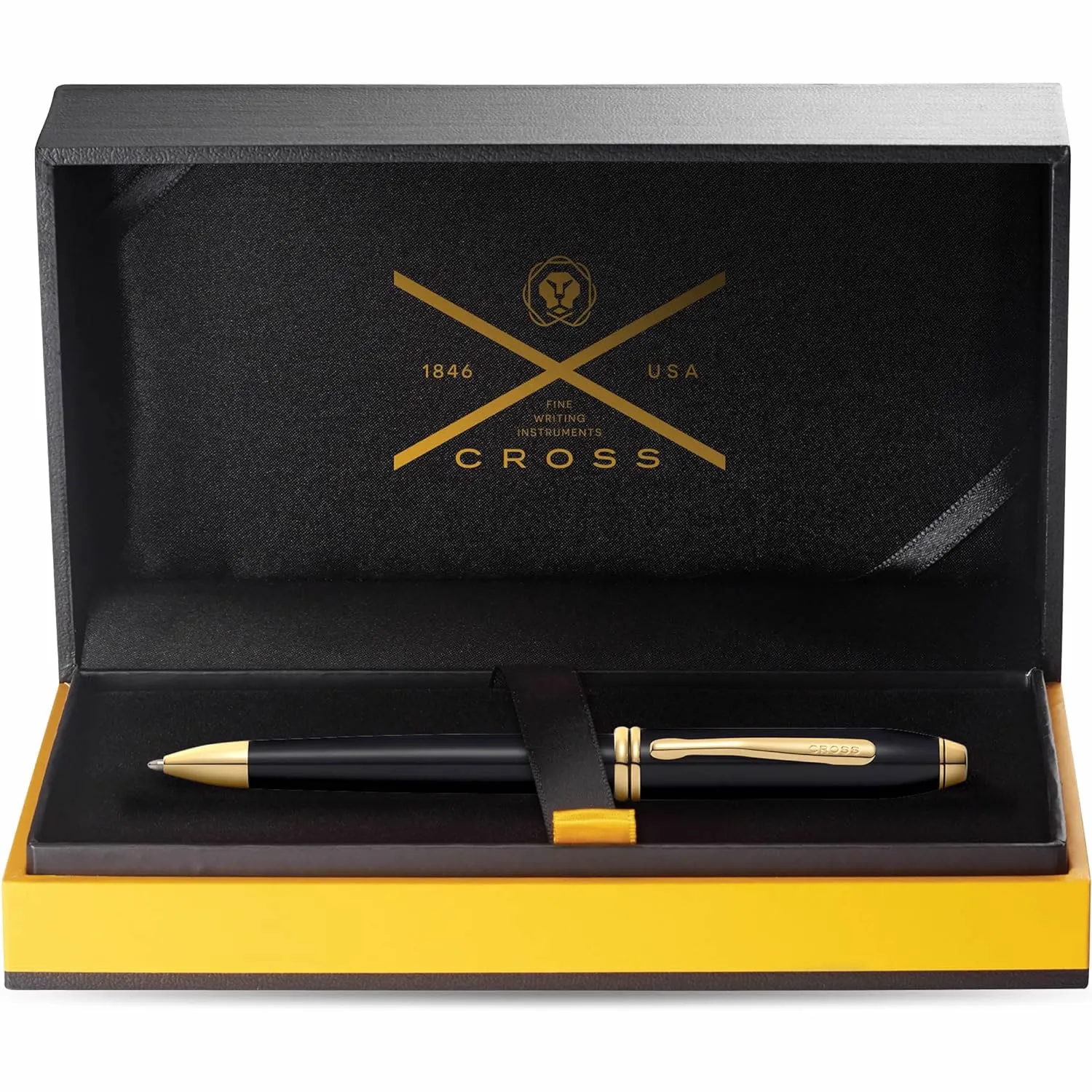 Cross Townsend Black Lacquer and 23ct Gold-Plated Ballpoint Pen