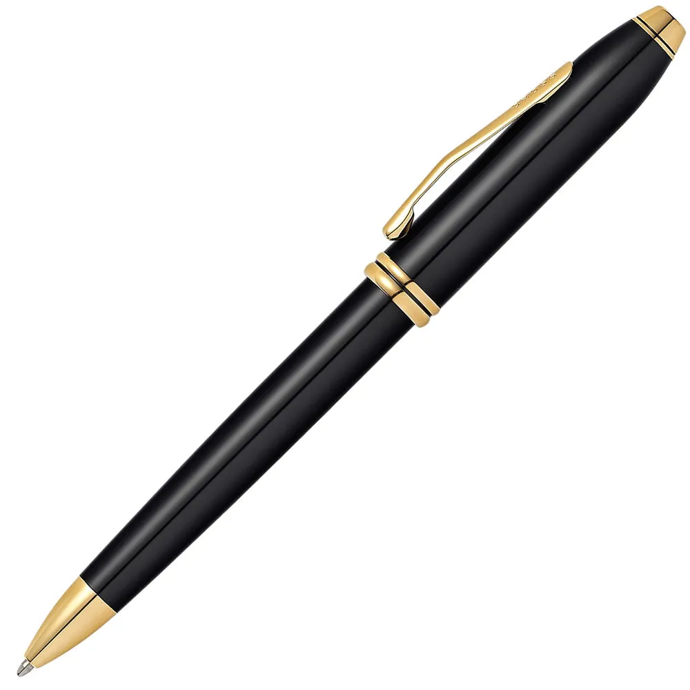 Cross Townsend Black Lacquer and 23ct Gold-Plated Ballpoint Pen