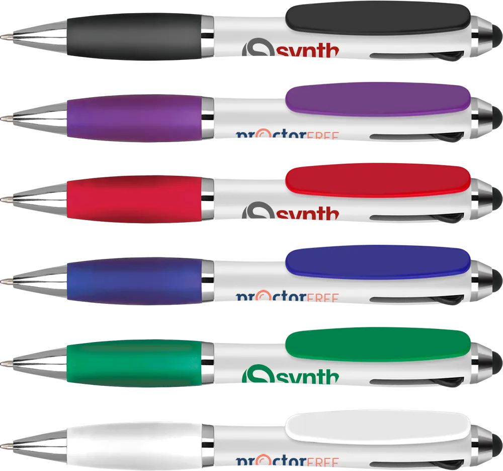 Curvy Tricolour Stylus Pens - Unprinted sample
