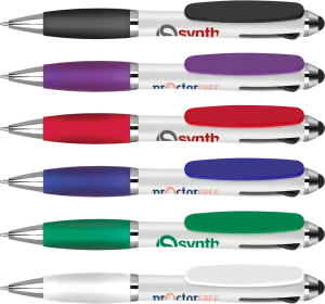 Curvy Tricolour Stylus Pens - Unprinted sample