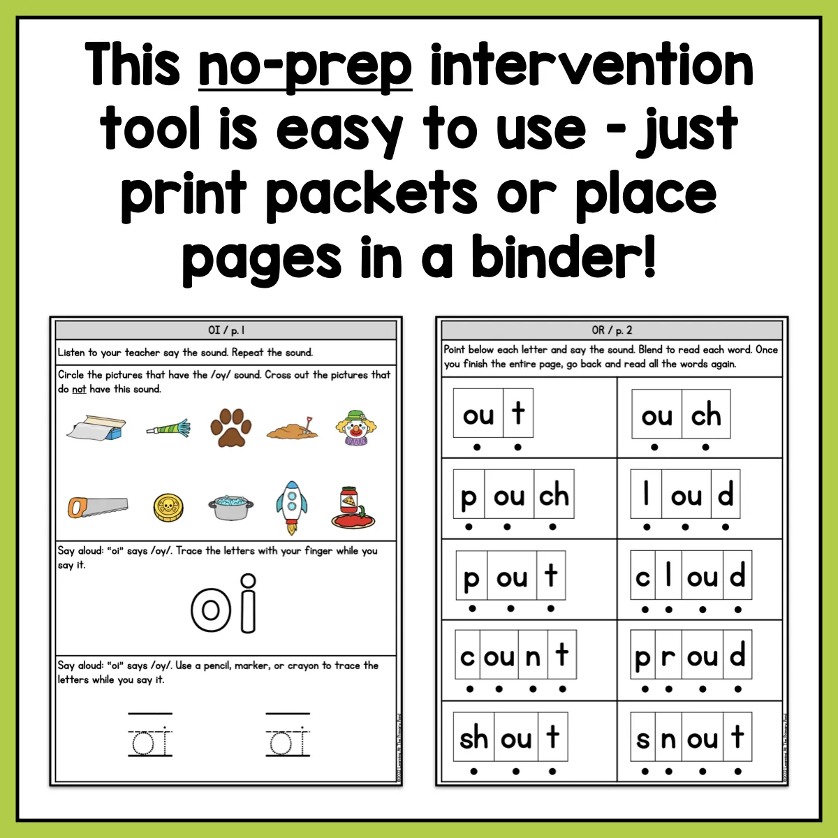 Diphthongs Intervention Pack | No-Prep, Phonics-Based Reading Intervention