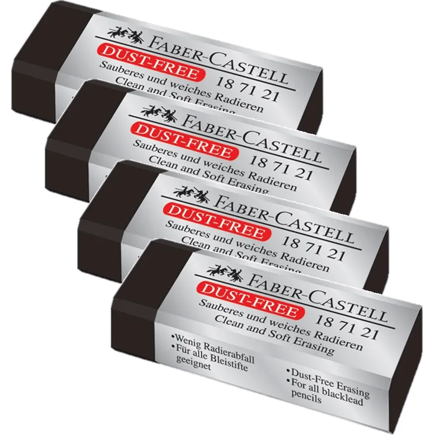 Faber-Castell Dust Free Erasers Rubber Black Pack 4