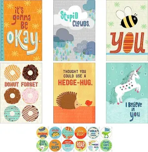 Hallmark Encouragement Cards Assortment for Kids Or Adults (12 Cards and Envelopes, 12 Stickers)