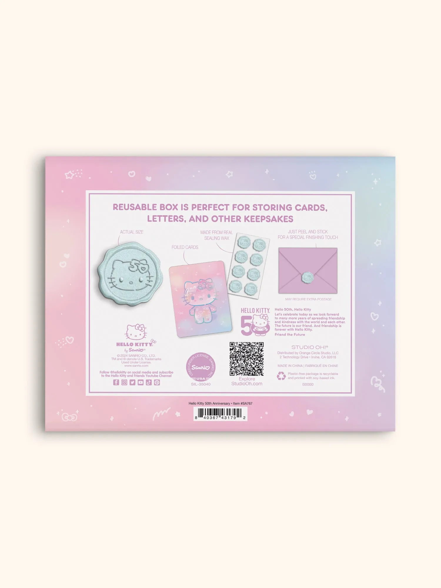 Hello Kitty 50th Anniversary Studio Note Cards with Matching Wax Seals