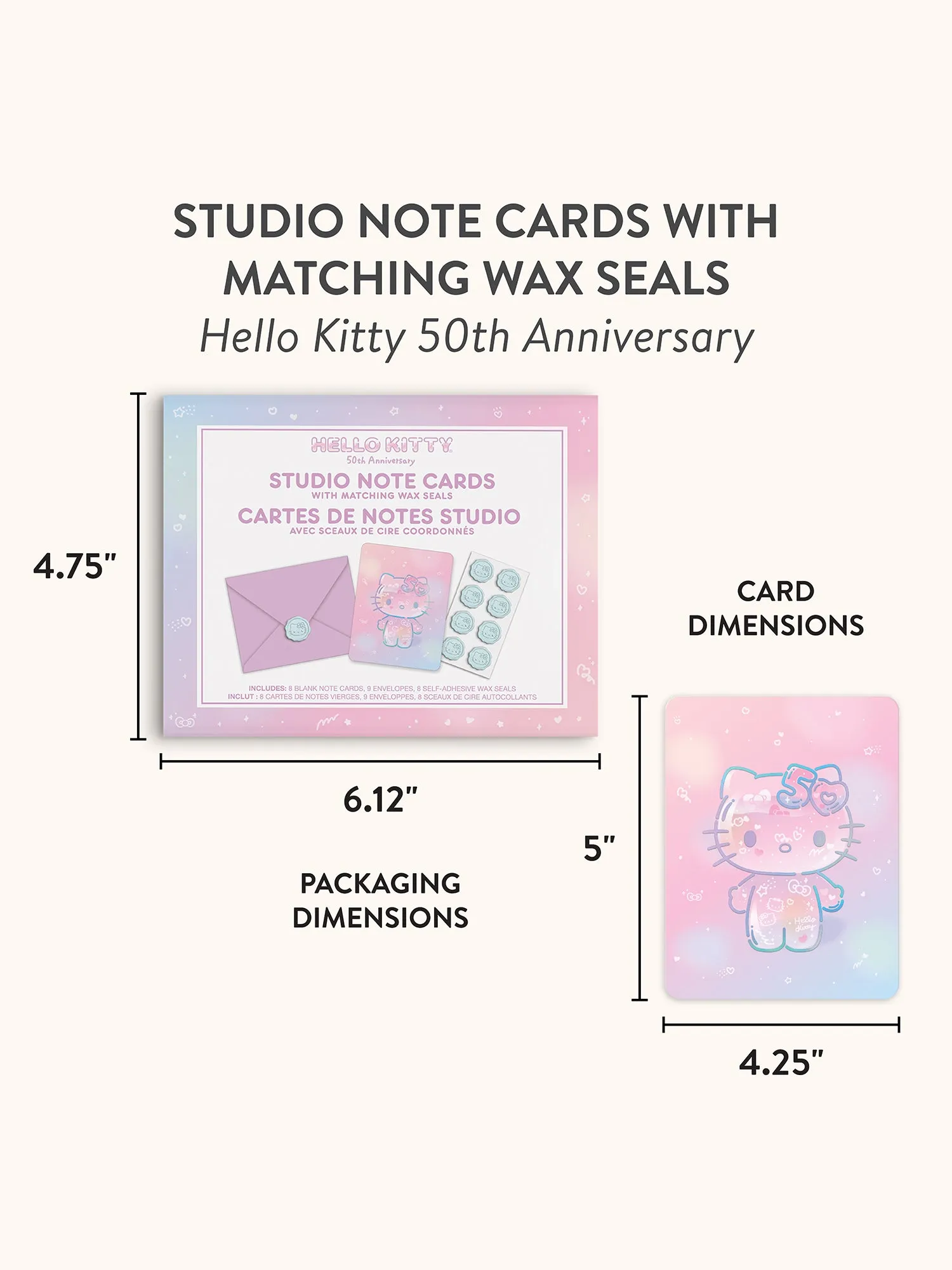 Hello Kitty 50th Anniversary Studio Note Cards with Matching Wax Seals