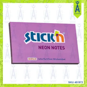 HOPAX 21214 STICK'N NEON NOTE 3 X 5'' 100'S