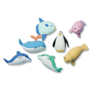 IWAKO ER-961136 marine life series modeling eraser eraser wipe cloth dolphin whale penguin sea lion
