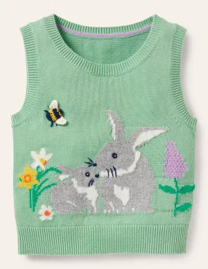Knitted Tank Top-Fountain Green Bunny