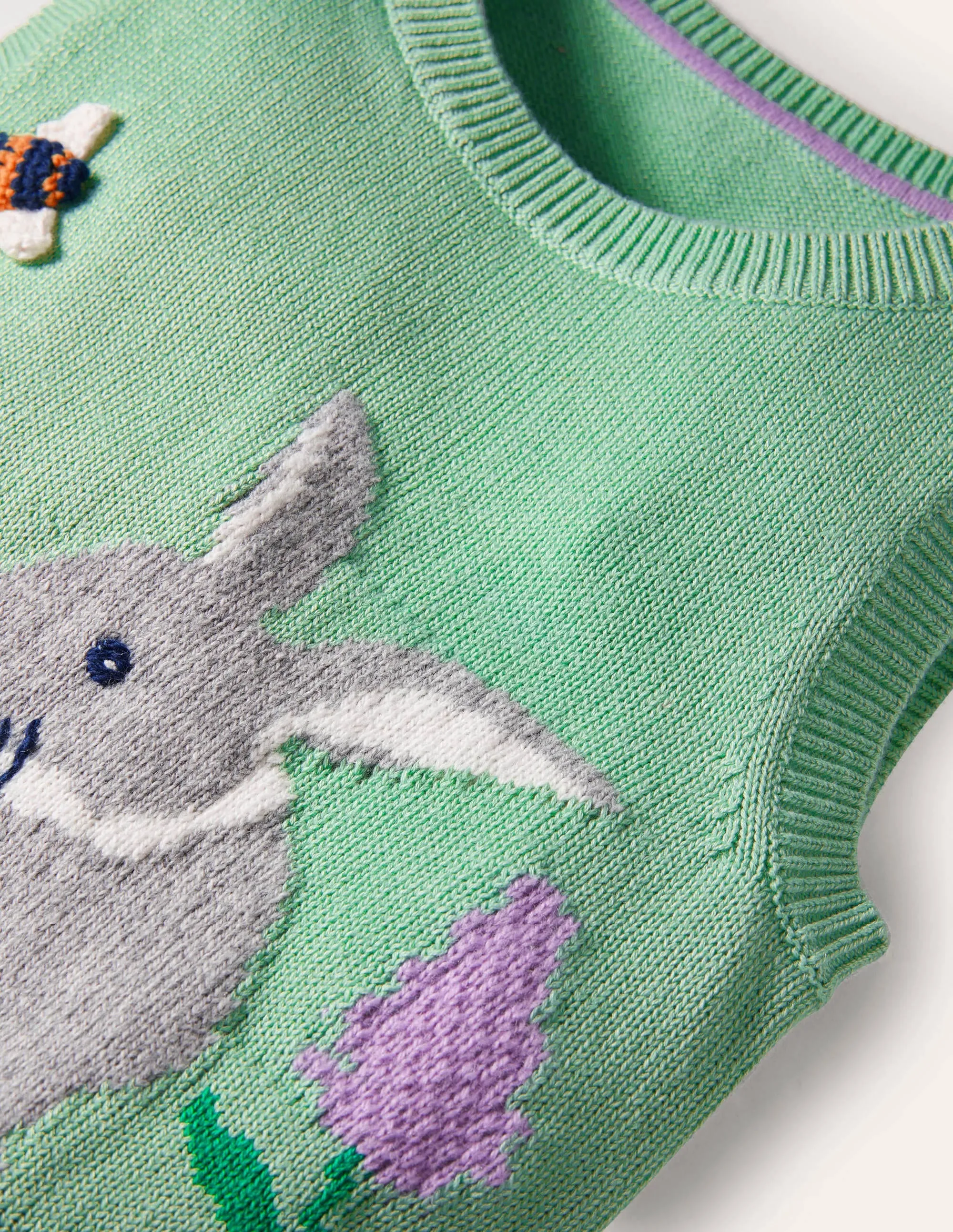 Knitted Tank Top-Fountain Green Bunny