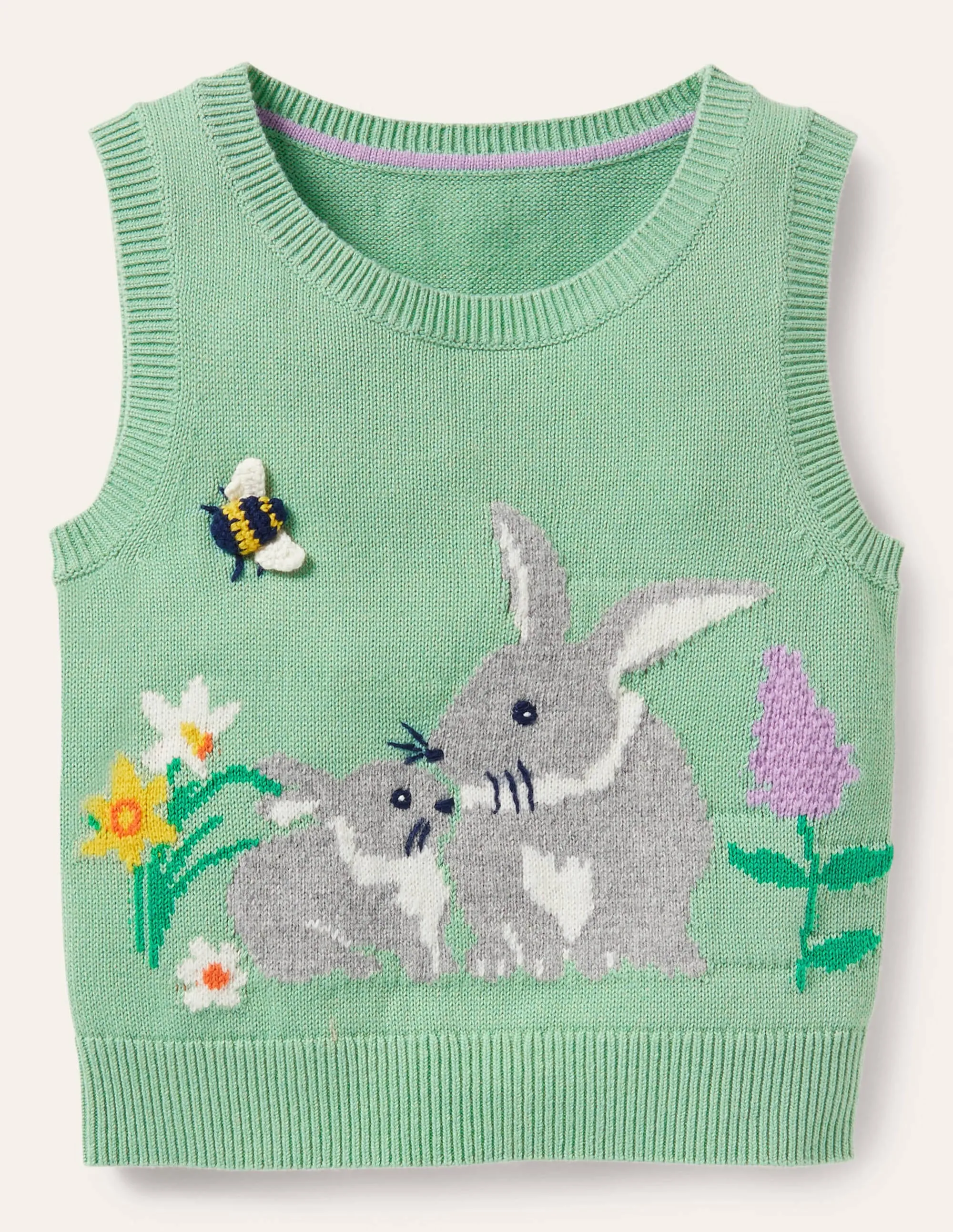 Knitted Tank Top-Fountain Green Bunny