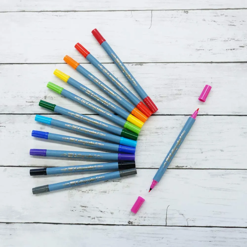 Kuretake ZIG Calligraphy Pens, 12 Colors set, 2mm. 3.5mm Dual Tip Markers, TC-3100/12V